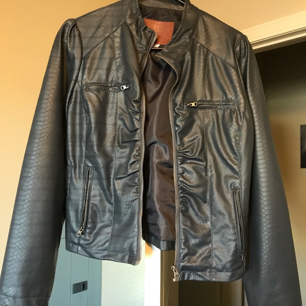 Grey faux leather jacket